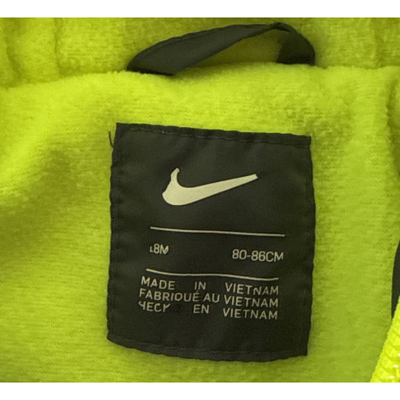 Nike Toddler Boys Puffer Coat Jacket Size 18 Months Hooded Gray/Neon - Picture 5 of 5